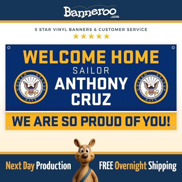 Navy Graduation Banner: Welcome Home, Pass-In-Review