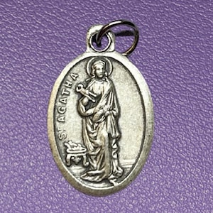 Médaille Sainte-Agathe, patronne du cancer du sein, des infirmières et des survivants | Cadeau de guérison catholique | Collier religieux ou pendentif à breloques
