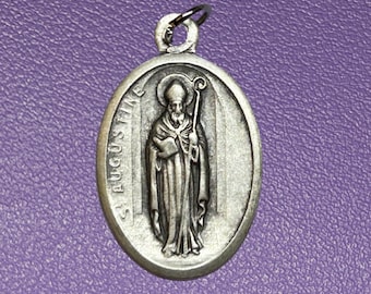 Saint Augustine Medal, Patron of Brewers, Patron Saint of Printers, Patron Saint of Theologians, St Augustine Medal, Silver Oxidized Medal