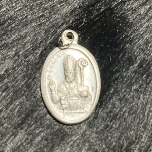 Saint Blaise Medal, Patron Saint Illness, Patron Saint of Throat Illness, St Blaise Medal, Pray for Us, Silver Oxidized Saint Medal