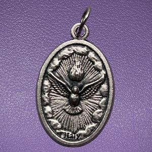 Holy Spirit Medal, Pray for Us, Silver Oxidized Die Cast Patron Saint Medals, Pray for Us, Gift under 10, Catholic Gift, Faith Gift