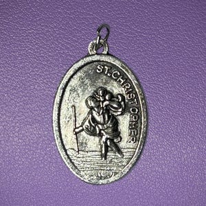 Saint Christopher Medal, Protection and Strength medal, Patron Saint of Travelers, St Christopher Medal, Silver Oxidized Medal, Pray for Us