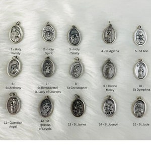 Patron Saint Medal - Silver Oxidized Die Cast Patron Saint Medals, Ruega Por Nosotros medal, Pray for Us, Catholic Gift, Gift under 10