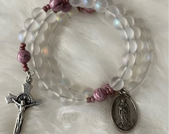 St Matthew medal wrap Rosary bracelet, Catholic gift, Rosary Style Bracelet, Wrap Bead Bracelet, Catholic Easter gift, Patron Saint