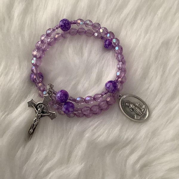 Lupus Inspired Rosary Wrap Bracelet, St Bernadette Patron Saint Illness Rosary, Lupus Warrior, Lupus Awareness, You are not alone gift