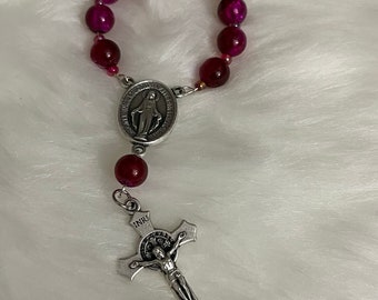 Rosario de la década católica, regalo católico, mini rosario, rosario de coche, rosario de bolsillo, rosario de medalla milagrosa, rosario de una década, regalo para ella