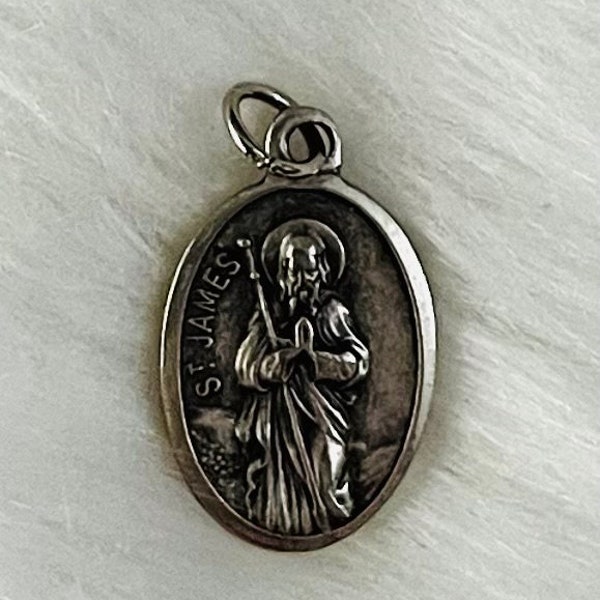 Saint James Medal Patron Saint of Veterinarians, Patron Saint of Arthritis, Saint James Medal, Catholic Gift, Silver Oxidized Medal