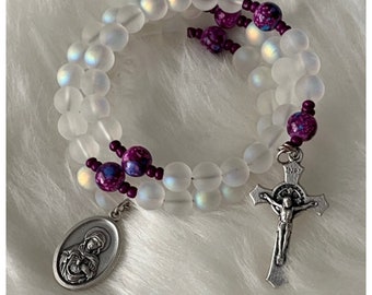 Mary the Blessed Virgin Rosary Wrap Bracelet, Catholic gift, Rosary Style Bracelet, Wrap Bead Bracelet, Catholic Easter gift, Patron Saint