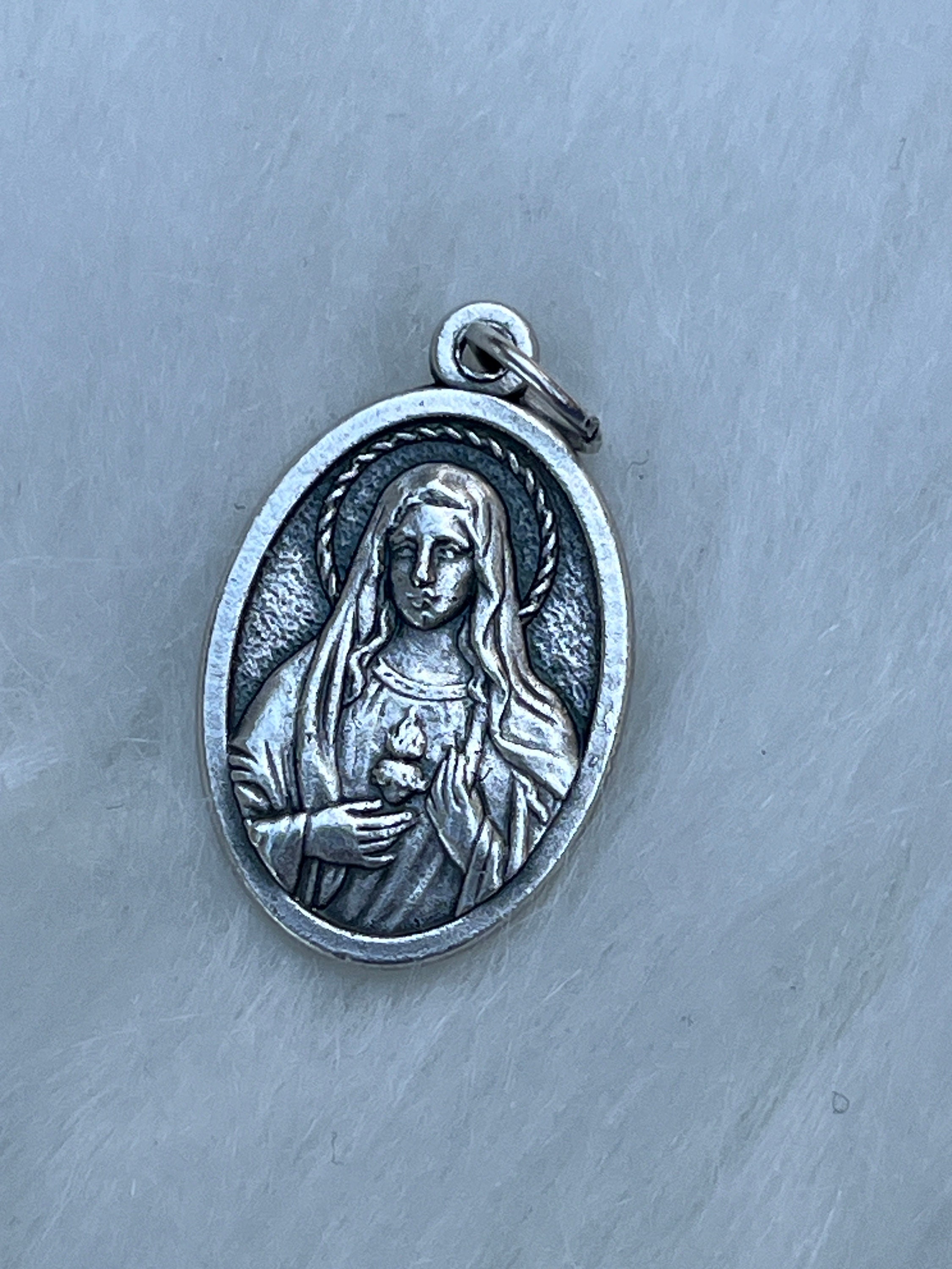 Sacred Heart of Jesus Medal Catholic Gift Silver Oxidized - Etsy