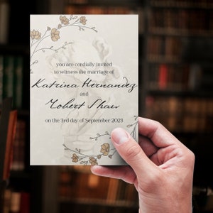 Dark Academia Wedding Invite Template: editable digital template for wedding invitations, classy vintage invitation