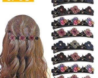 10pcs/pack Women Girls Braided Gift Small Flower Hair Buttons Hair Claw  Clips Mini Hair Claw Hairpin Hair Accessories PINK 