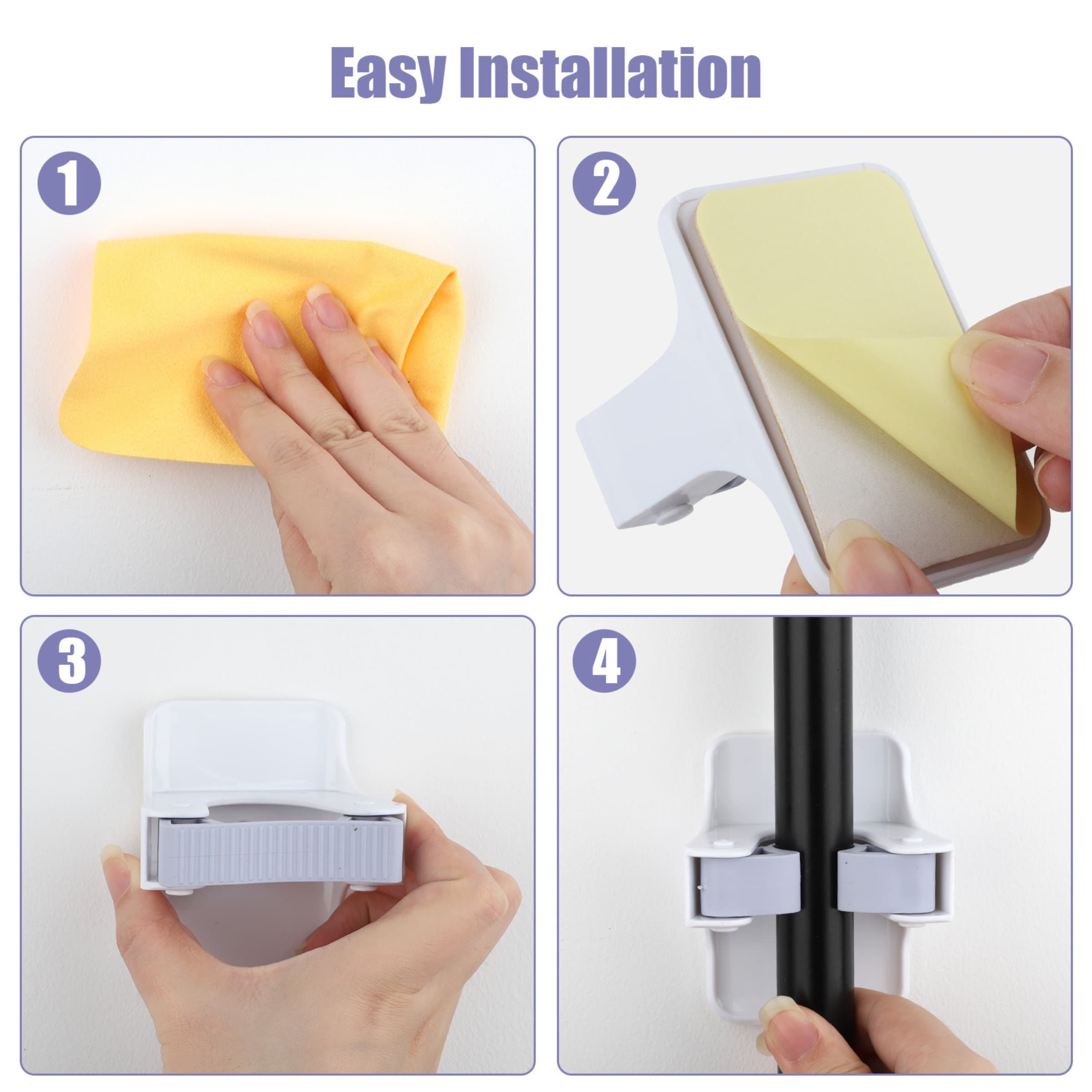 4 Pack Mop Broom Holders Set Self-adhesive Broom Clips Wall - Etsy