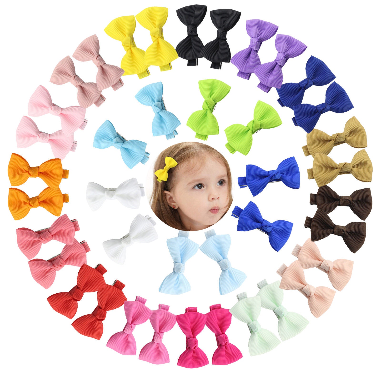 Lazos para el pelo para niñas, clips de lazos de fábula totalmente  forrados, accesorios para el cabello para bebés, niños pequeños, juego de  10 (color