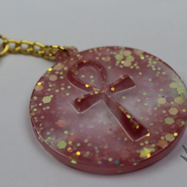 Rose Gold Glittered Ankh Keychain