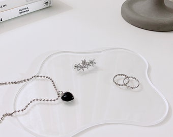Acrylic Coaster - Clear Wavy Coffee Coaster | Candle Tray | Irregular Acrylic Coasters | Jewelry Vanity Tray | Simple Minimalist Aesthetic