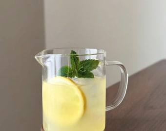 Clear Glass Matcha Pitcher with Spout | Borosilicate Iced Tea Maker