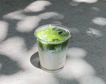 Clear Glass Iced Matcha Cup: Minimalist Matcha Latte Tumbler