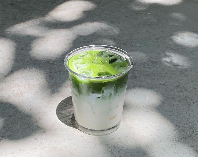 Clear Glass Iced Matcha Cup: Minimalist Matcha Latte Tumbler