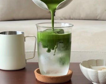 Clear Iced Matcha Glass Cup | Rounded Tumblers, Green Tea Drinkware
