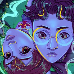 Dandadan Fisheye Lense Illustration Print (Okarun and Momo)