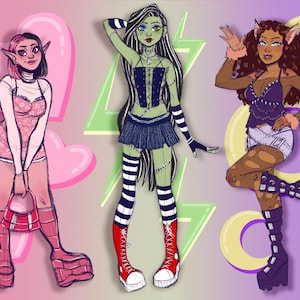 Monster High Fashion Illustration Print (Draculaura, Clawdeen Wolfe, and Frankie Stein)