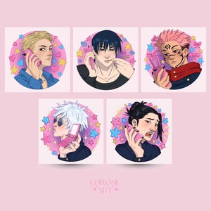 JJK Sorcerers Calling Square 5x5 Print (Gojo, Geto, Nanami, Toji, Sukuna)