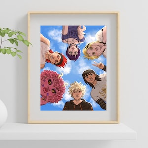 Impressão de ilustração do Bakusquad (Bakugou Mina Kirishima Denki Sero Jiro MHA)