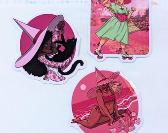 Pinktober Witch Stickers