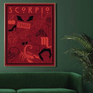 Scorpio Zodiac Poster, Scorpio, October, November, Birthdays, Escorpio, Zodiac signs