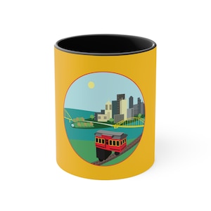 Black and Gold Pittsburgh Mug, Ceramic Tea Cup, PA Souvenir, Skyline Coffee Mug, Pittsburgh Gift, PA Travel Mug
