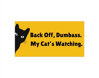 Cat Bumper Sticker "Back Off", Funny Dumbass Gift, Car Decal, Cat Lover Gift