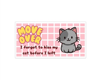 Cat Kiss Bumper Sticker, Love Cats Decal, Funny Car Sticker, Animal Lover Gift