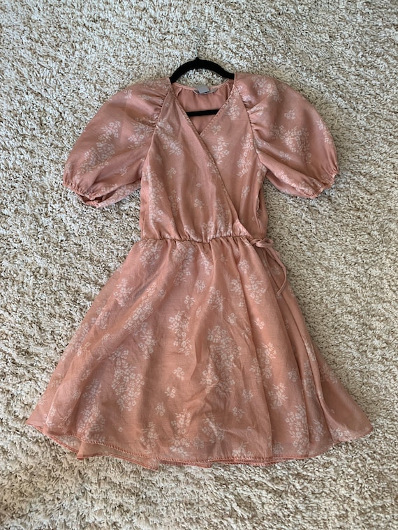 Buy H&M Organza Wrap Mini Dress Powder Pink/floral Xs S Us 2 4 Online in  India - Etsy