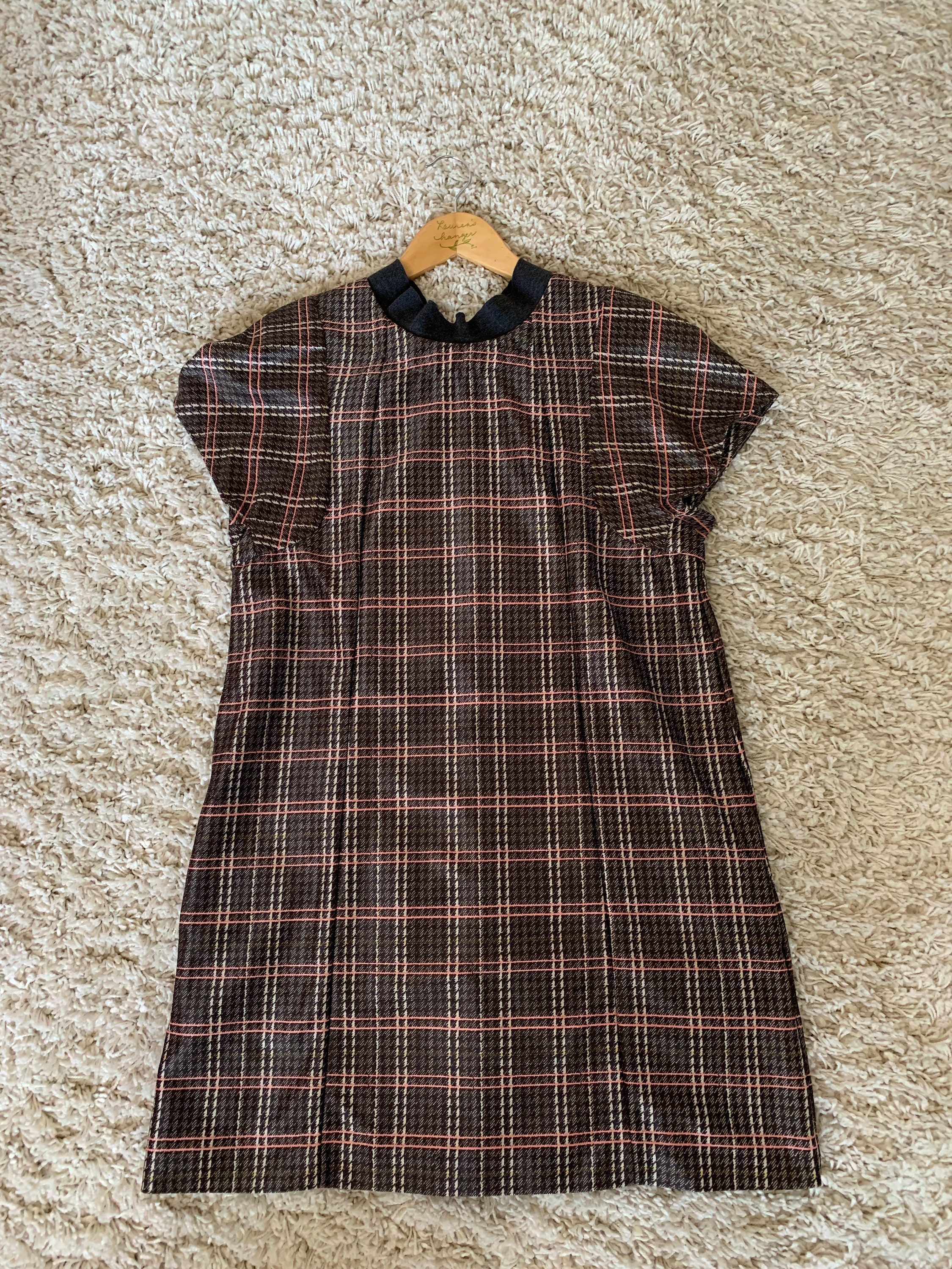 zara brown plaid dress Love Game Long Sleeve Mini Dress Chocolate