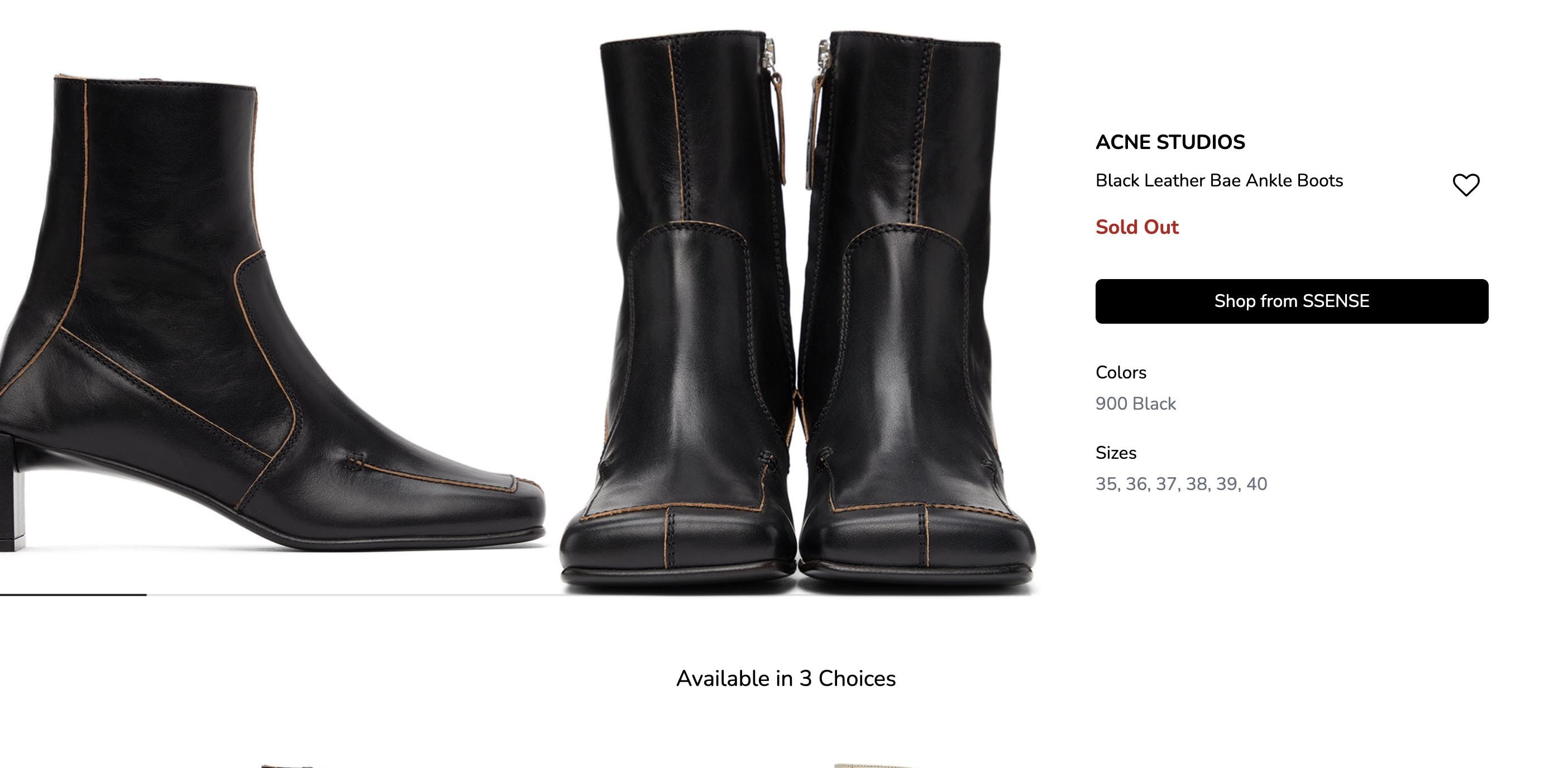 Acne Studios Black Calf Leather Square-toe Bae Ankle Boots 36 - Etsy