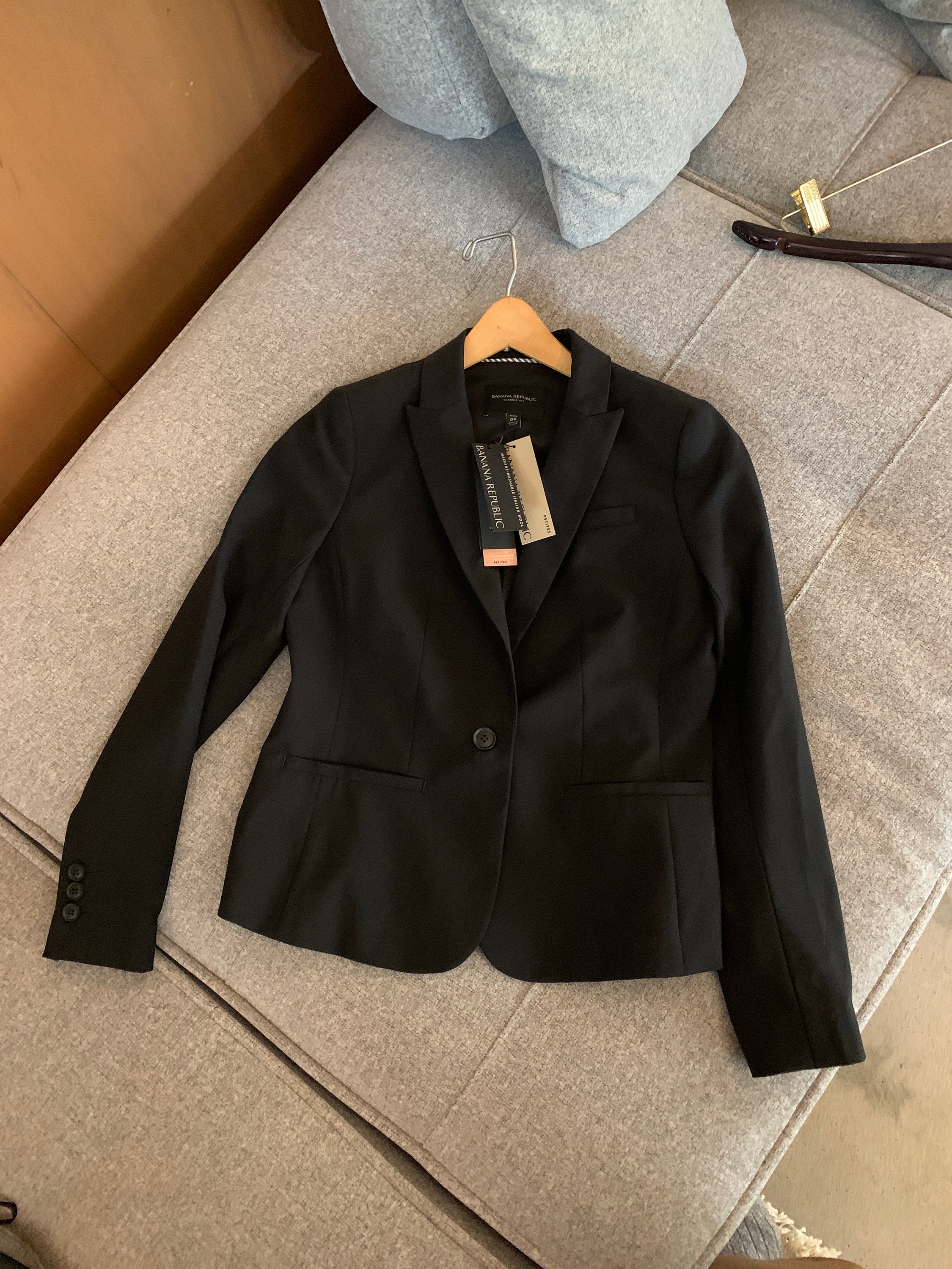Banana Republic Black Wool Crop Classic Suit Blazer Petite US 0 Etsy Australia