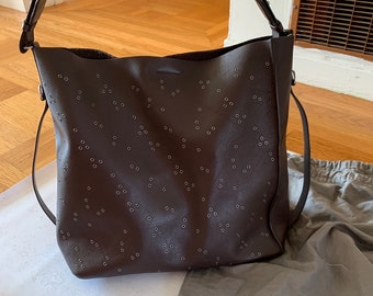 All Saints Brown Junai North South Leather Tote Bag Etsy