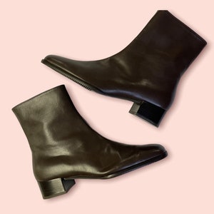 Salvatore Ferragamo brown square leather ankle boots 6 B