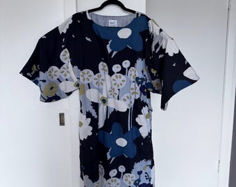 SOU-SOU Japanese wool Hand-Printed Textile Art Floral kimono Dress S