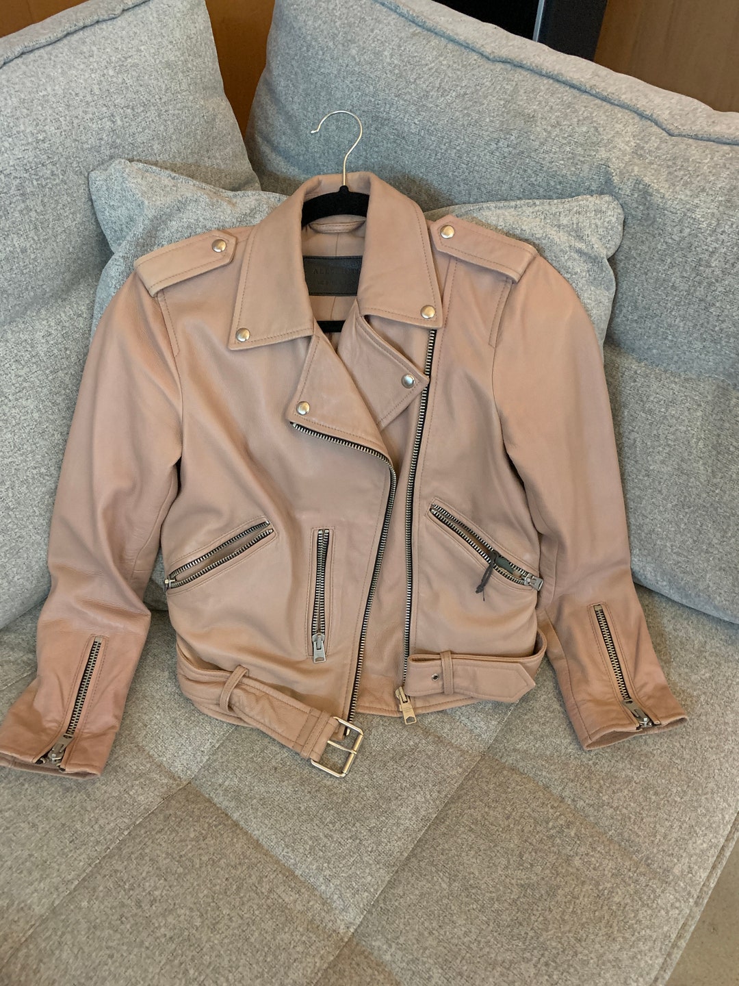 All saints pink suede jacket outlet