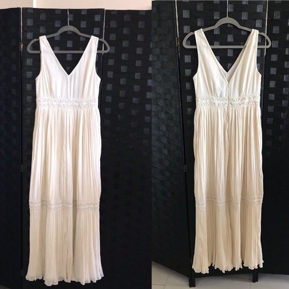 Massimo Dutti Ivory Embroidery Maxi Dress - Etsy