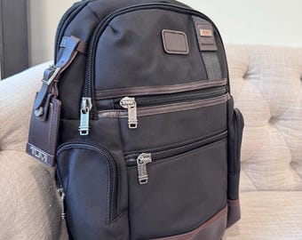 Tumi Alpha Bravo Knox Black With Brown Leather Backpack - Etsy