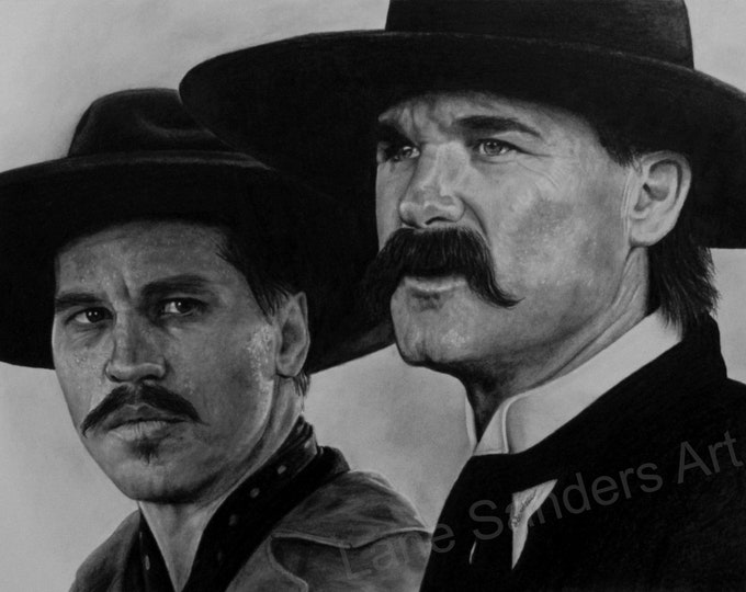 Pencil Drawing of Doc Holliday and Wyatt Earp From Tombstone - Etsy
