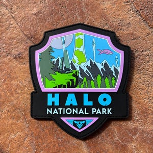 Halo National Park Patch, Video Game Fictional National Park, Hook and Loop Backing, PVC Durable Material
