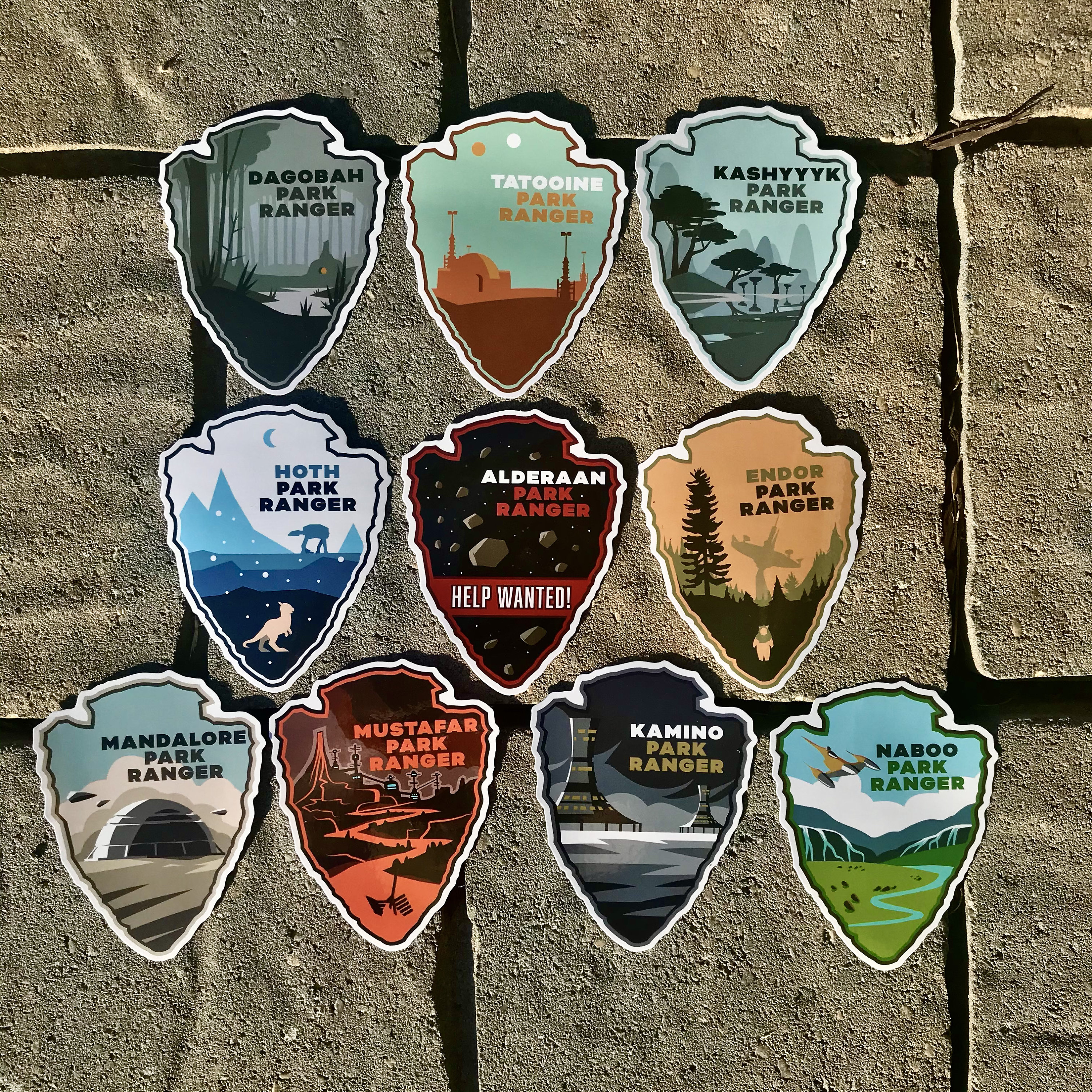 Star Wars National Park Ranger Sticker Set, 10 Stickers!