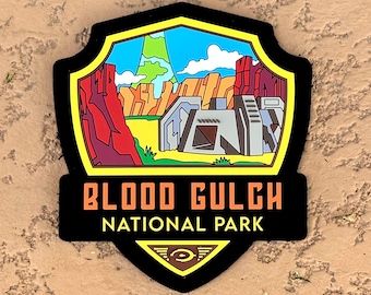 Blood Gulch, Halo National Park Patch, Video Game Fictional National Park, Hook and Loop Backing, PVC Durable Material