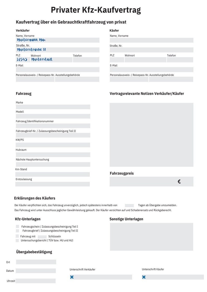 Mobile De Deutschlands Grosster Fahrzeugmarkt Kaufvertrag KFZ-Kaufvertrag - Etsy.de