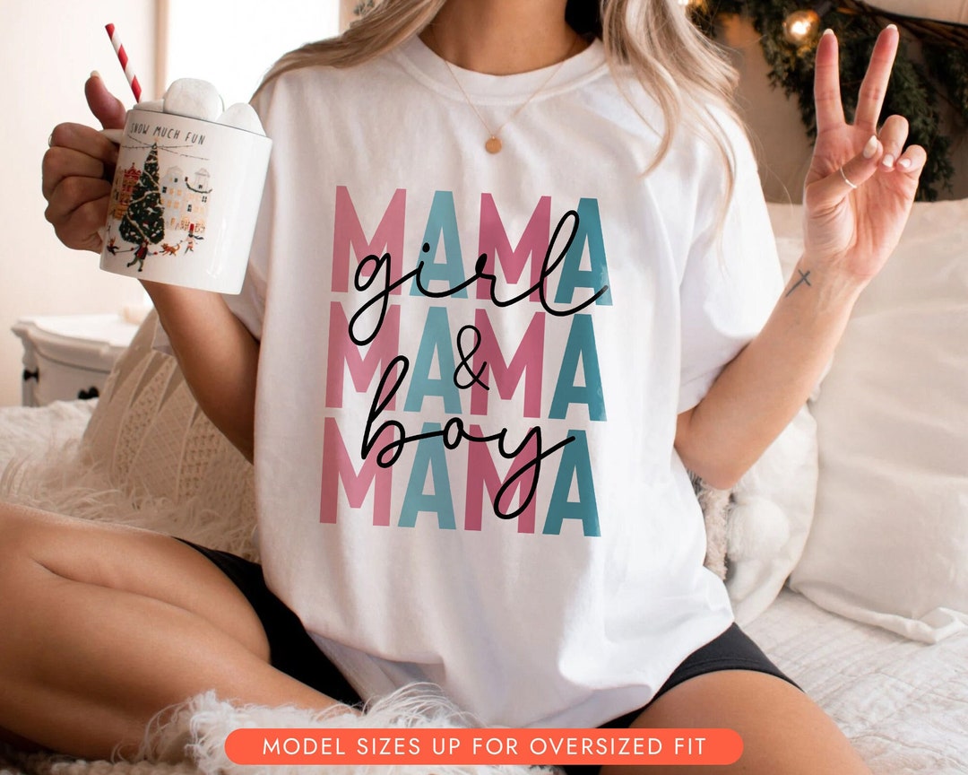 Boy and Girl Mama Shirt Mom of Both Crewneck Tee Funny Mom Etsy