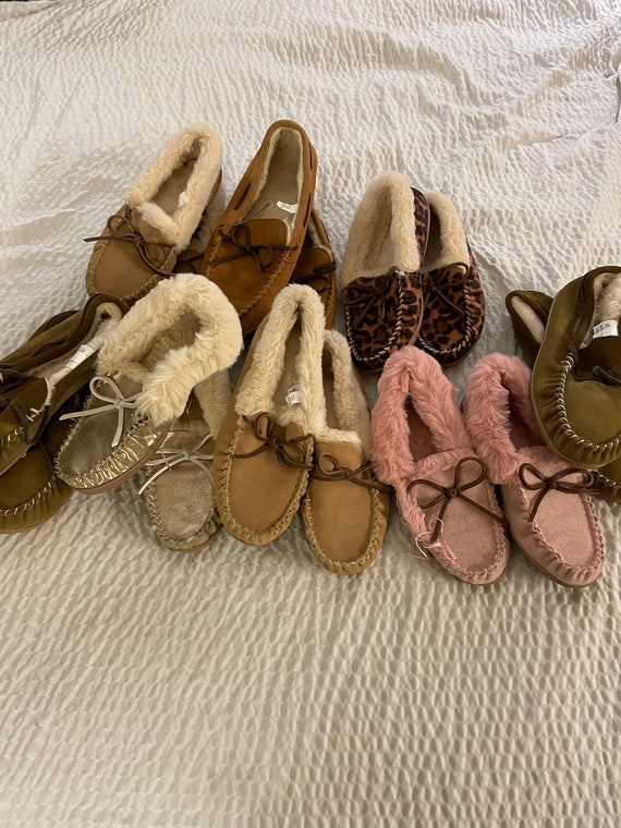 J crew suede shearling hotsell slippers