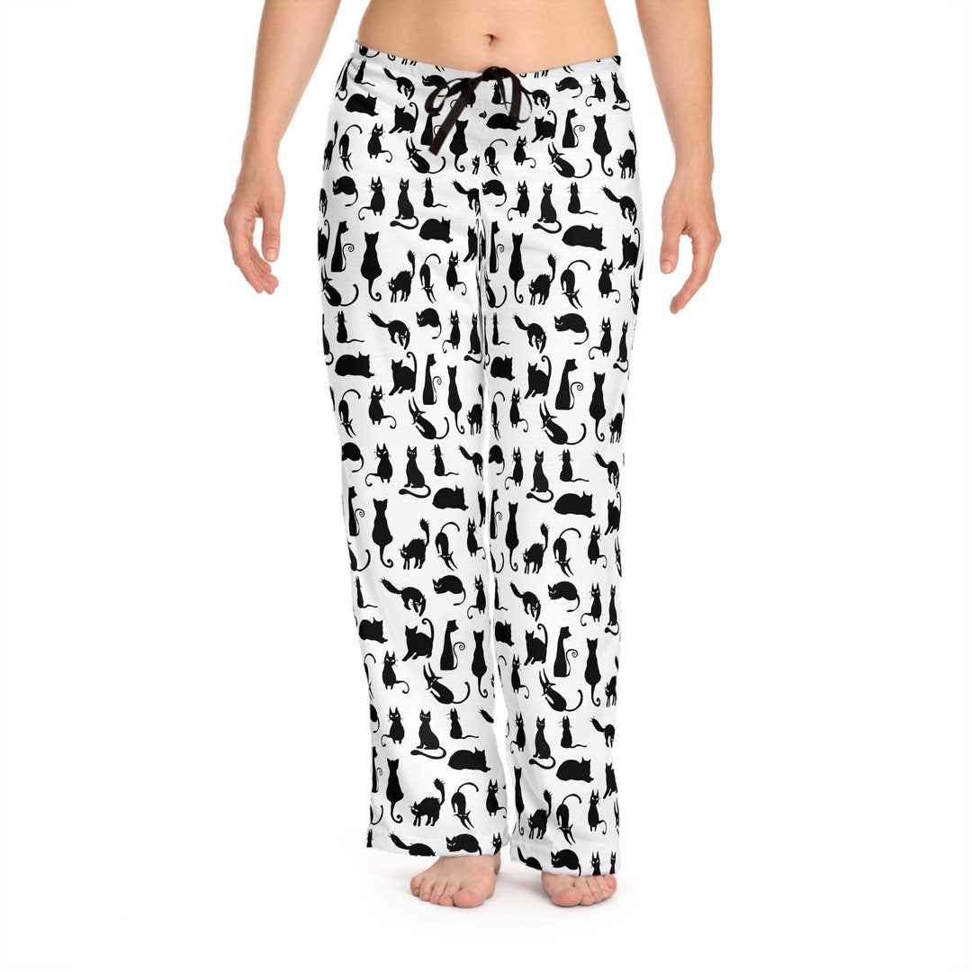 Black Cat Women's Pajama Pants Black Cat Lounge Pants Etsy